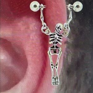 Silver Skeleton Dangle Earrings